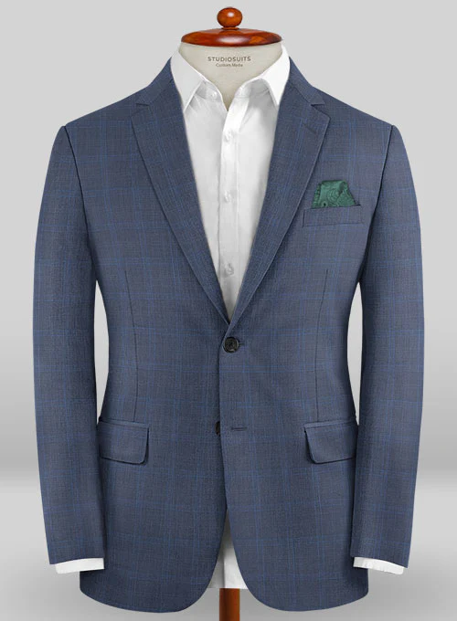 Caccioppoli Sun Dream Ronzi Blue Wool Silk Suit - Image 3
