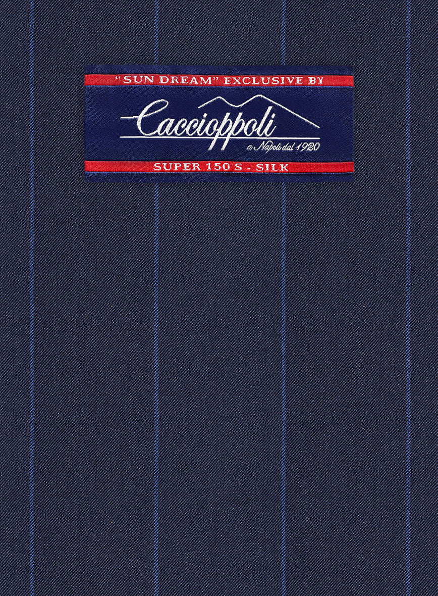 Caccoppoli Sun Dream Colta Blue Wool Silk Pants - Image 3