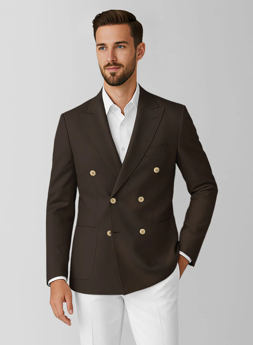 Caffe Brown Stretch Chino Double Breasted Jacket - Image 2