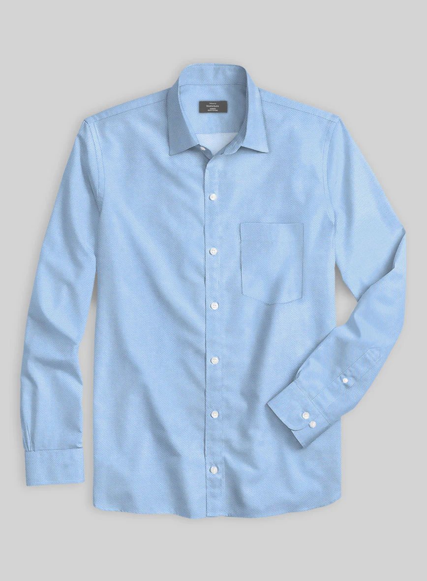 Cambridge Blue Twill Cotton Shirt - Image 2