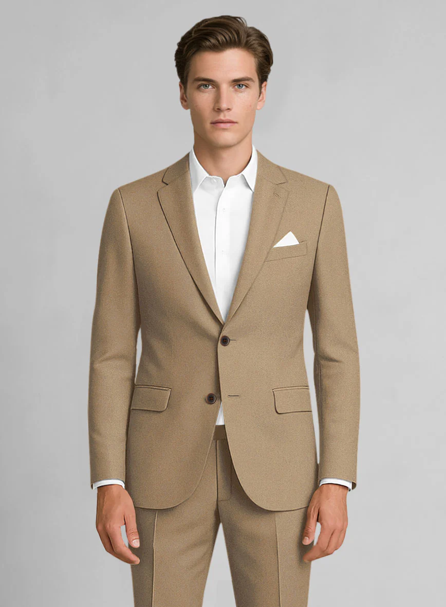 Camel Khaki Stretch Chino Suit - Image 3
