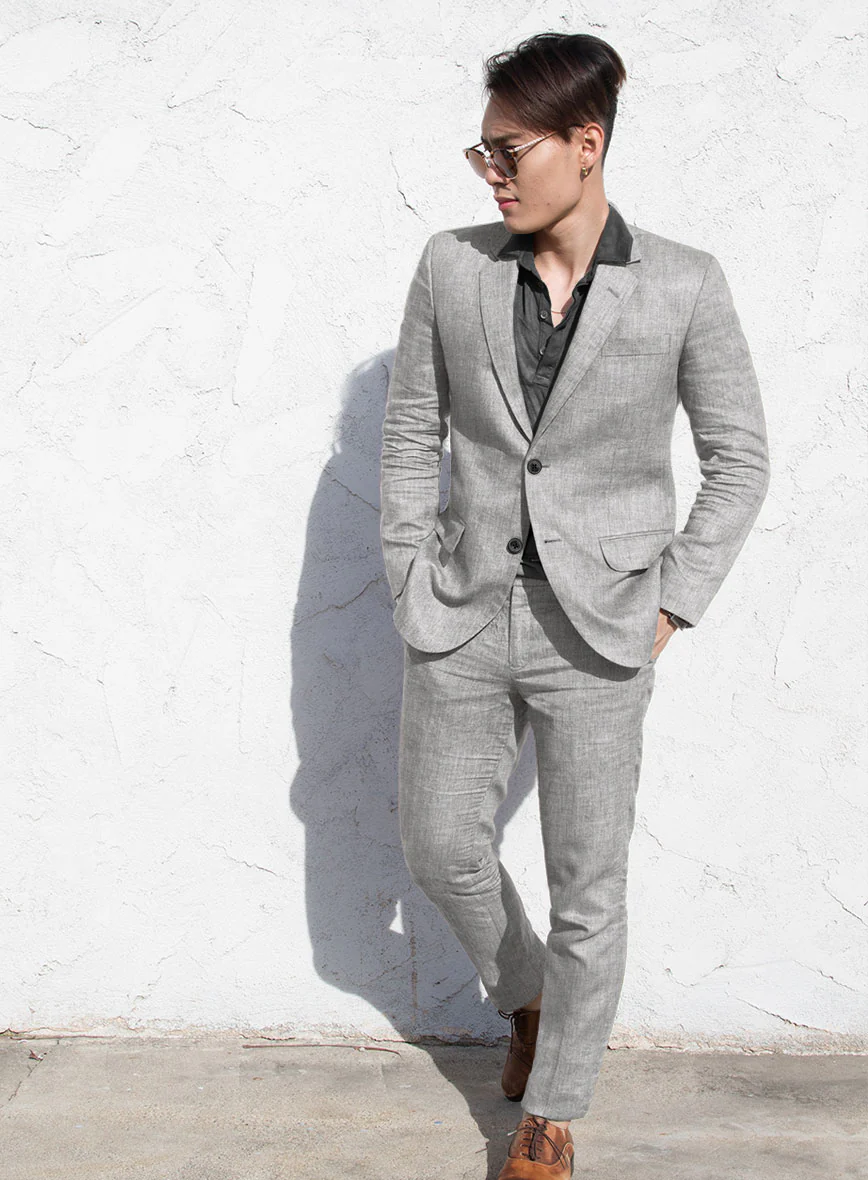 Campari Cloudy Gray Linen Suit - Image 2