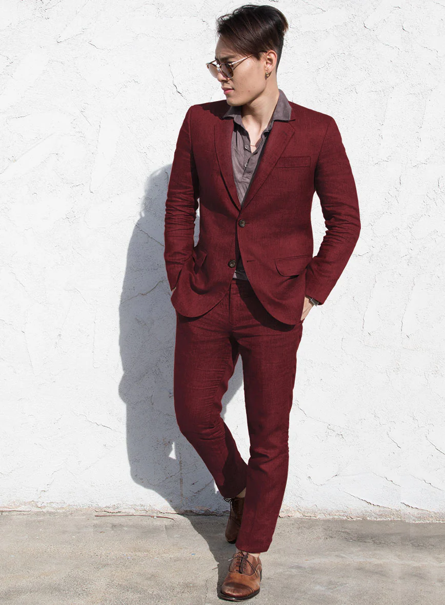 Campari Cranberry Linen Suit - Image 2