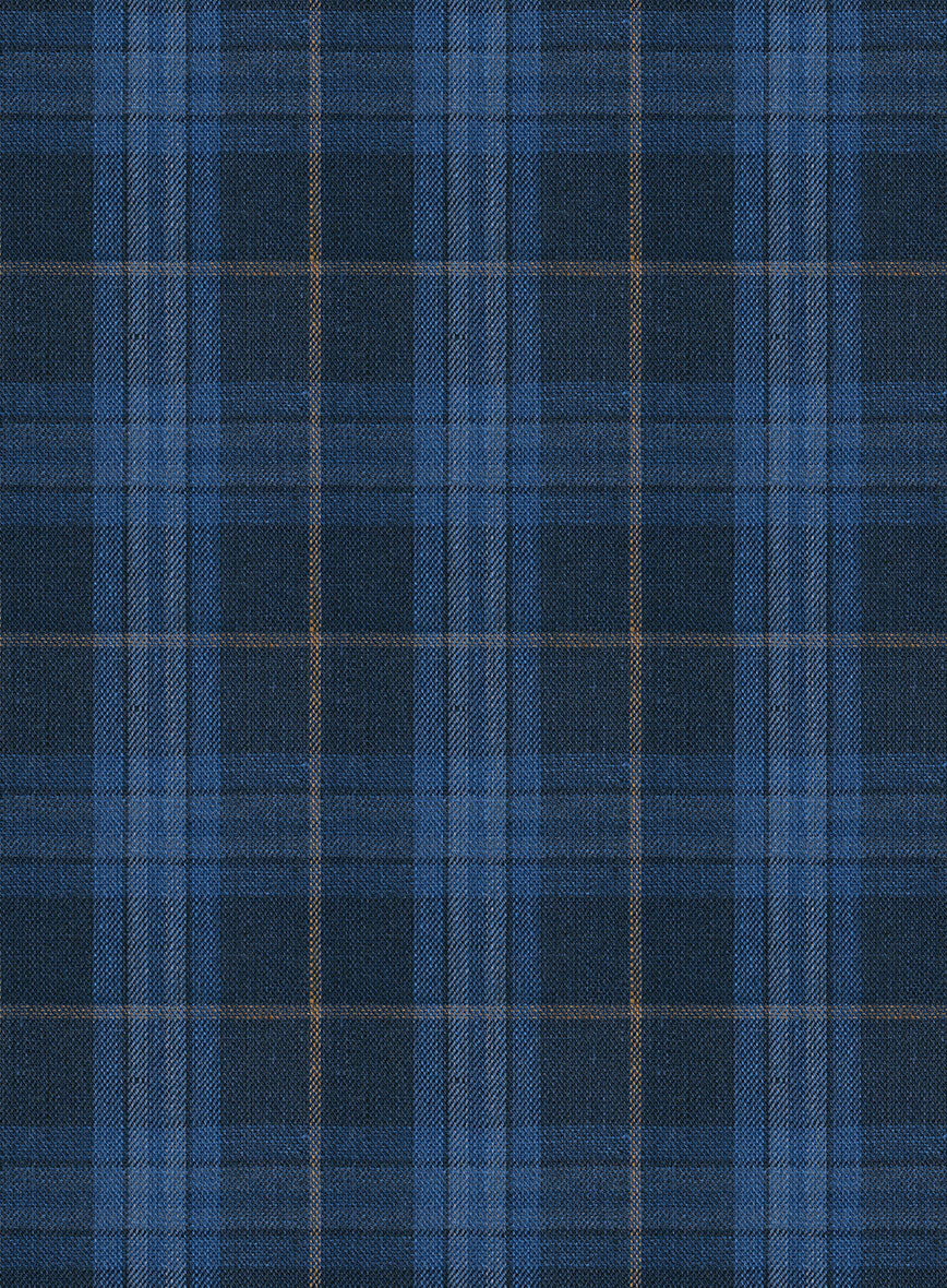 Campari Jet Blue Checks Linen Pants - Image 3
