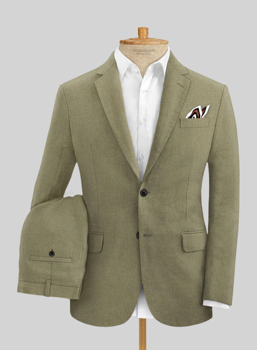 Campari Rustic Green Linen Suit - Image 2