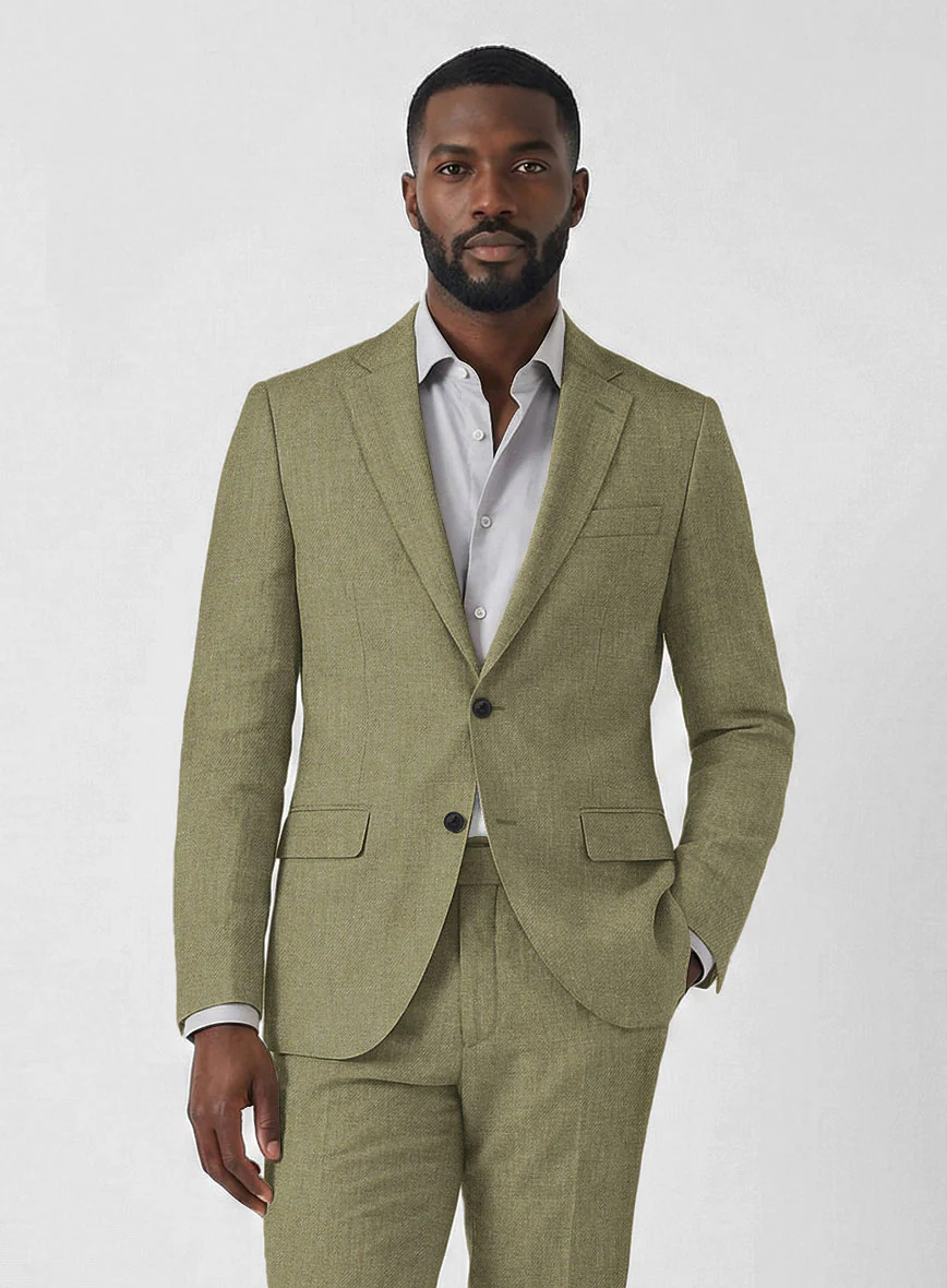 Campari Rustic Green Linen Suit - Image 3