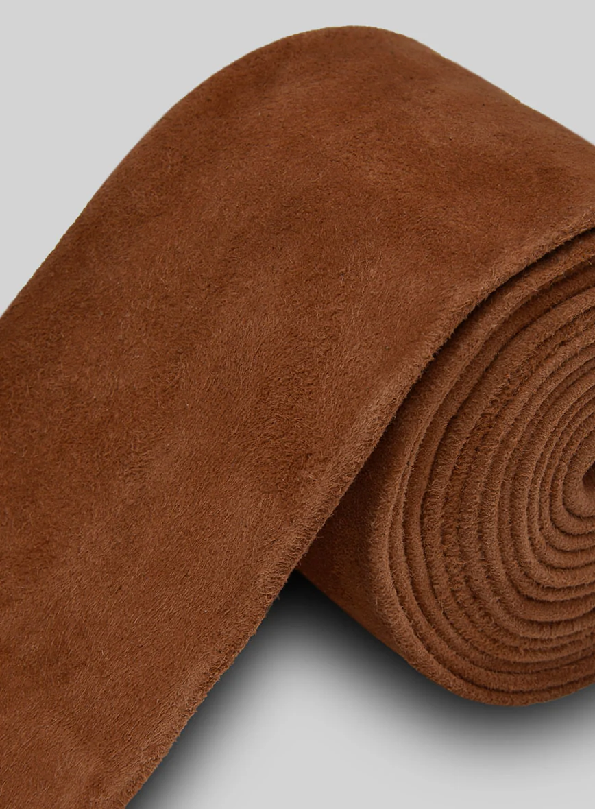 Caramel Brown Suede Leather Tie - Image 3