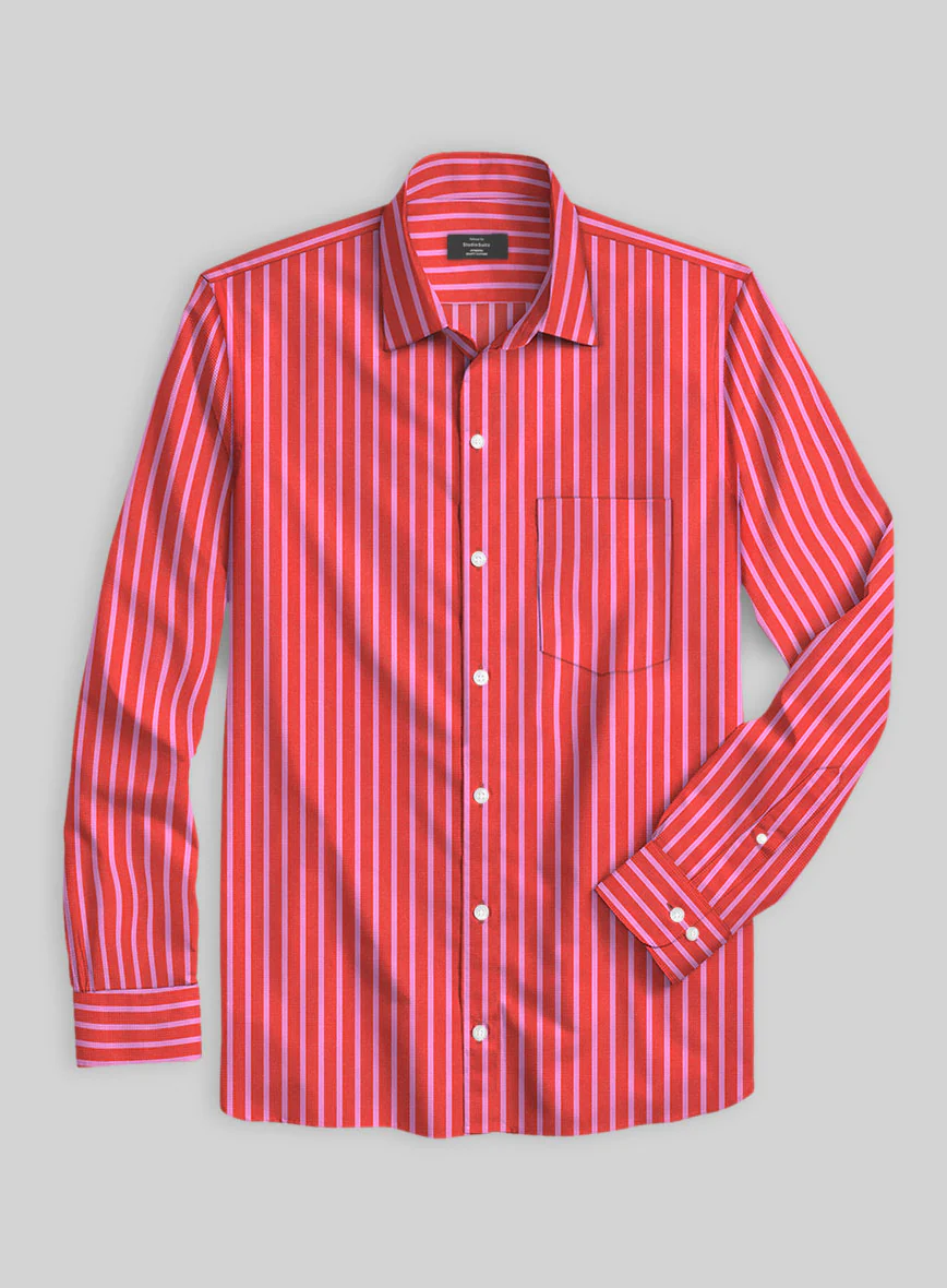 Carmine Stripe Organic Cotton Shirt - Image 3