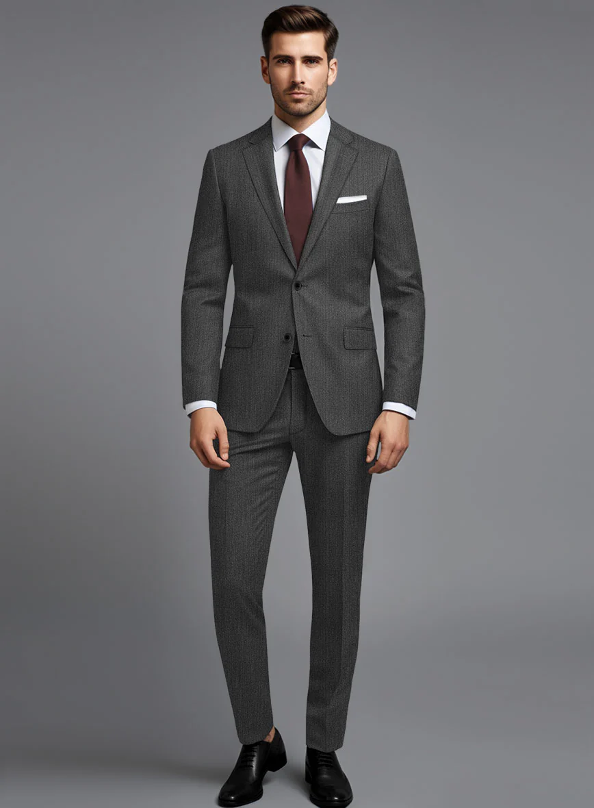 Cavalry Twill Dark Gray Wool Suit - Image 2