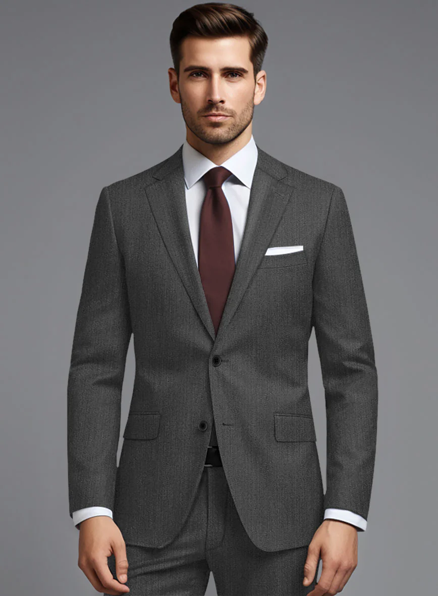 Cavalry Twill Dark Gray Wool Suit - Image 3