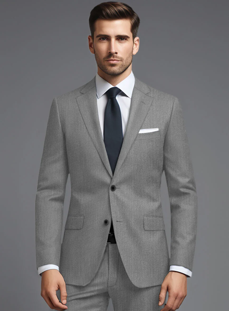 Cavalry Twill Light Gray Wool Suit - Image 4
