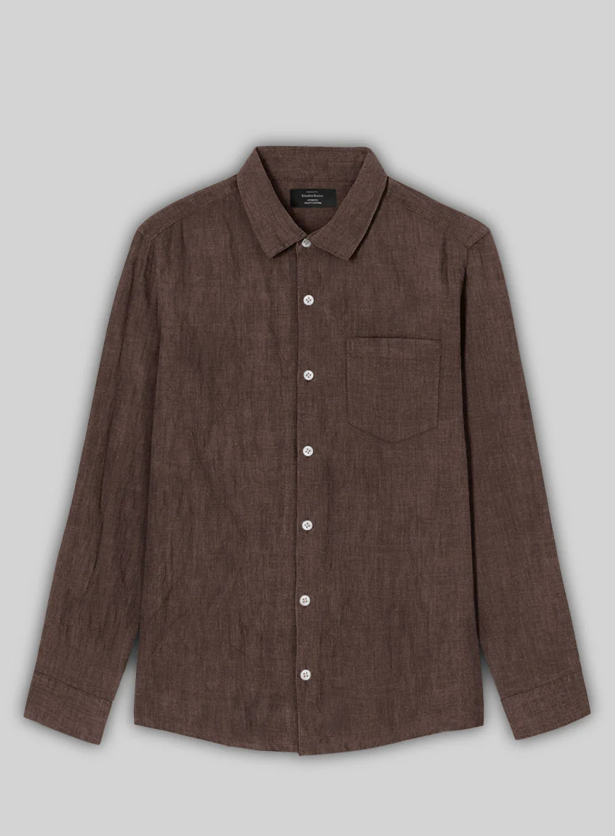 Cedar Brown Pure Linen Shirt - Image 3