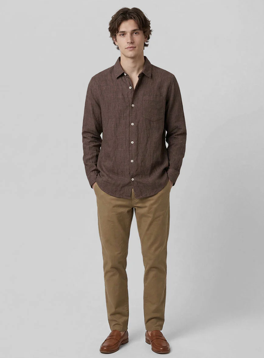 Cedar Brown Pure Linen Shirt - Image 4