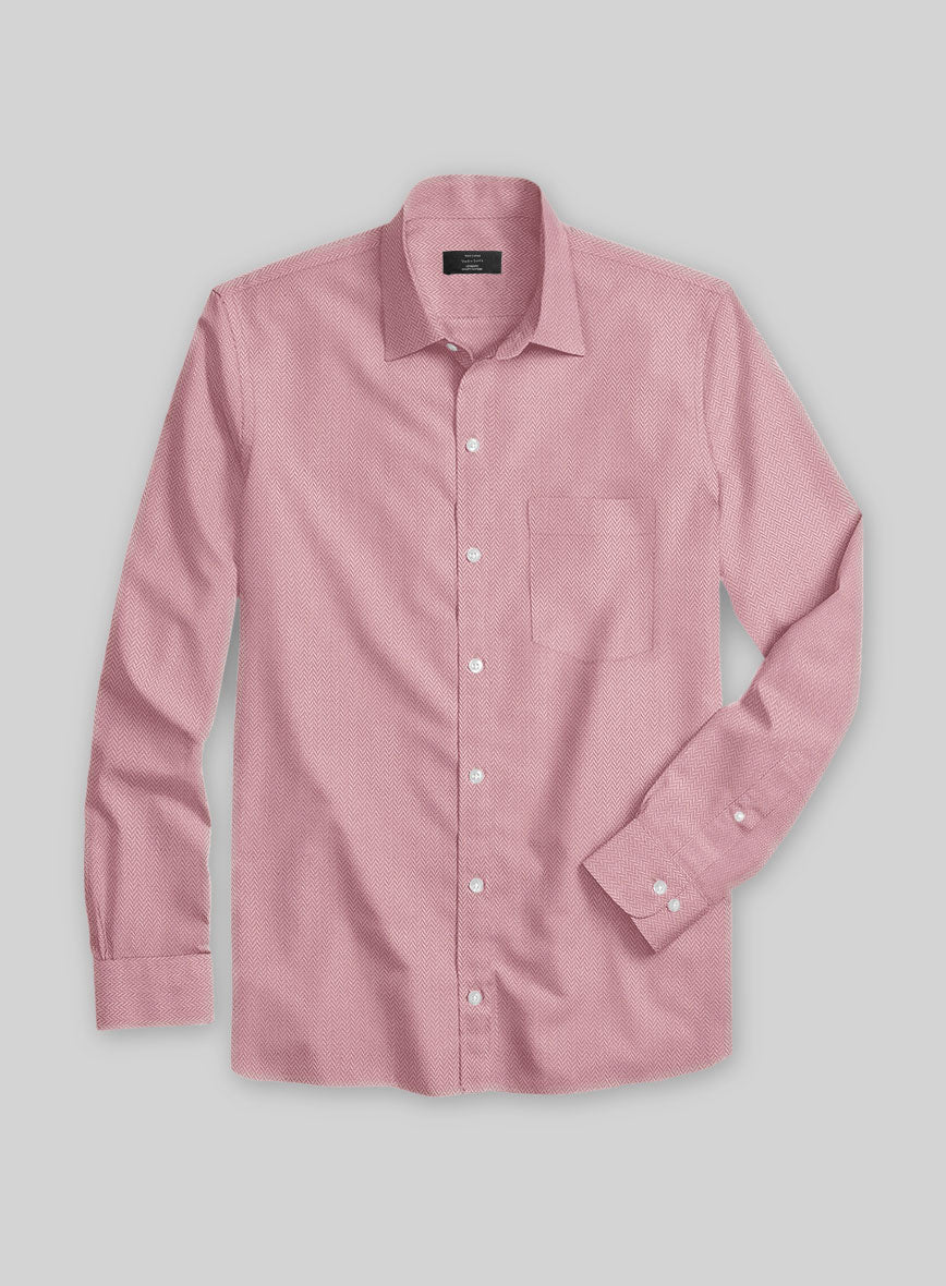 Cedillac Pink Herringbone Cotton Shirt - Image 3
