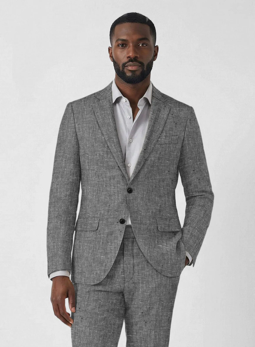 Chambray Black Linen Jacket - Image 2