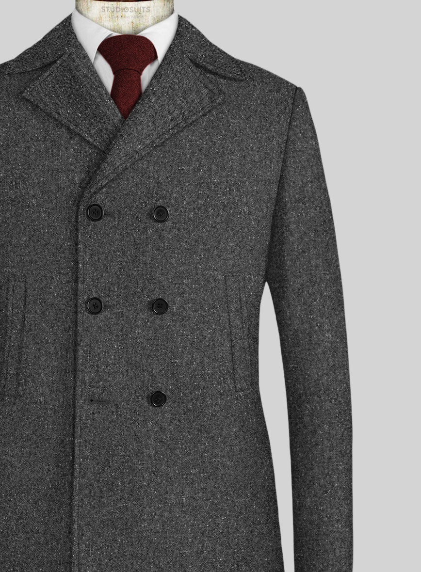 Charcoal Flecks Donegal Tweed Pea Coat - Image 2