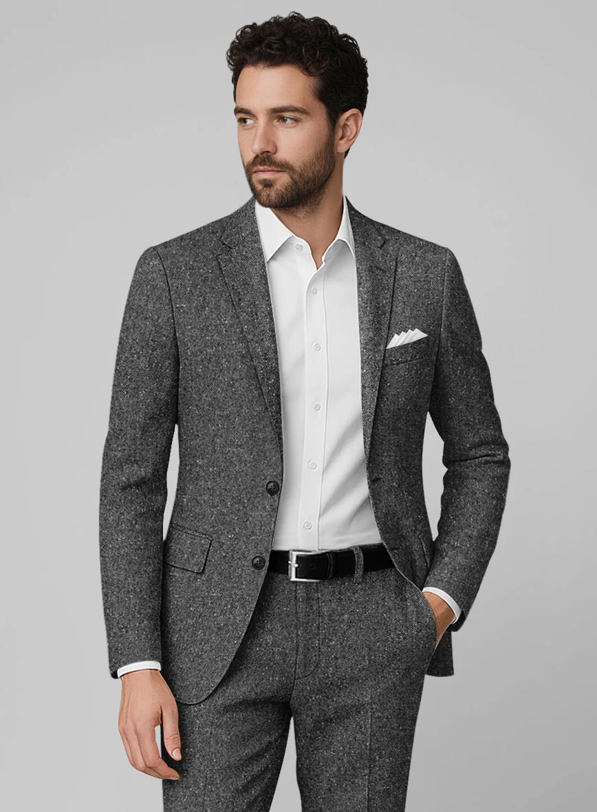 Charcoal Flecks Donegal Tweed Suit - Image 5