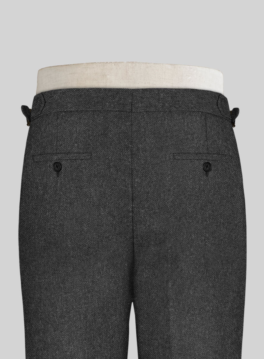Charcoal Herringbone Highland Tweed Trousers - Image 4