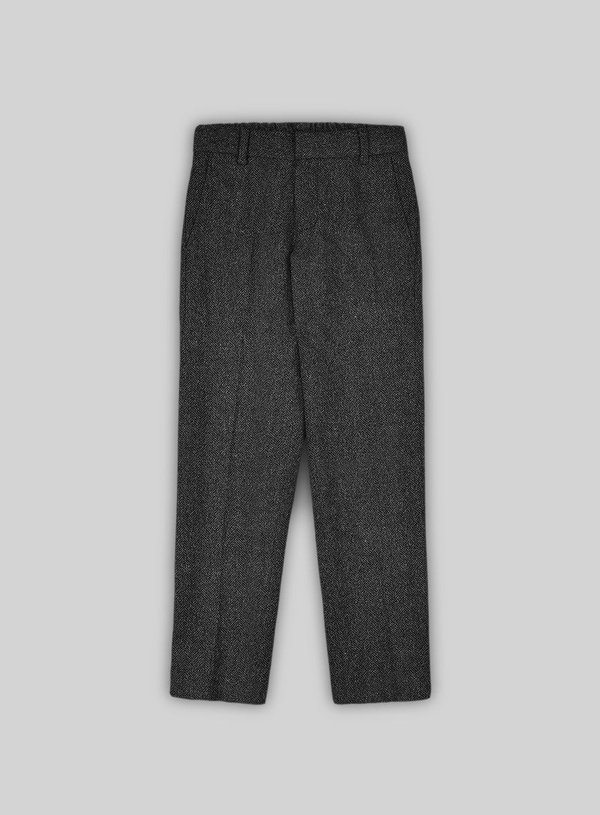 Charcoal Herringbone Tweed Boys Suit - Image 4