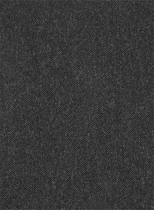 Charcoal Herringbone Tweed Double Breasted Overcoat - Image 2