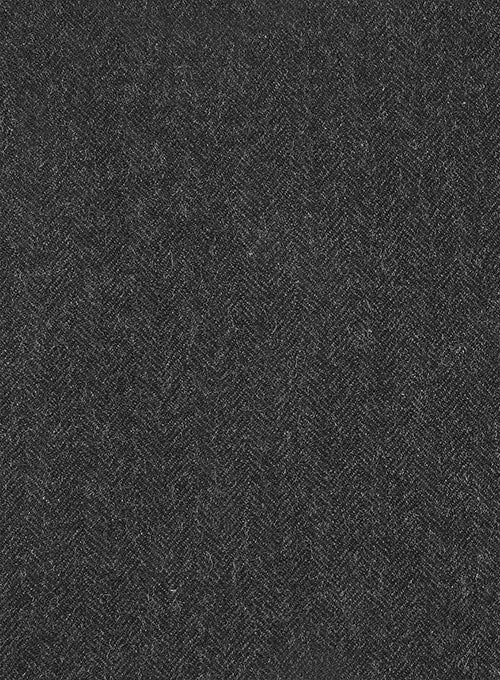 Charcoal Herringbone Tweed Double Breasted Overcoat II - Image 5