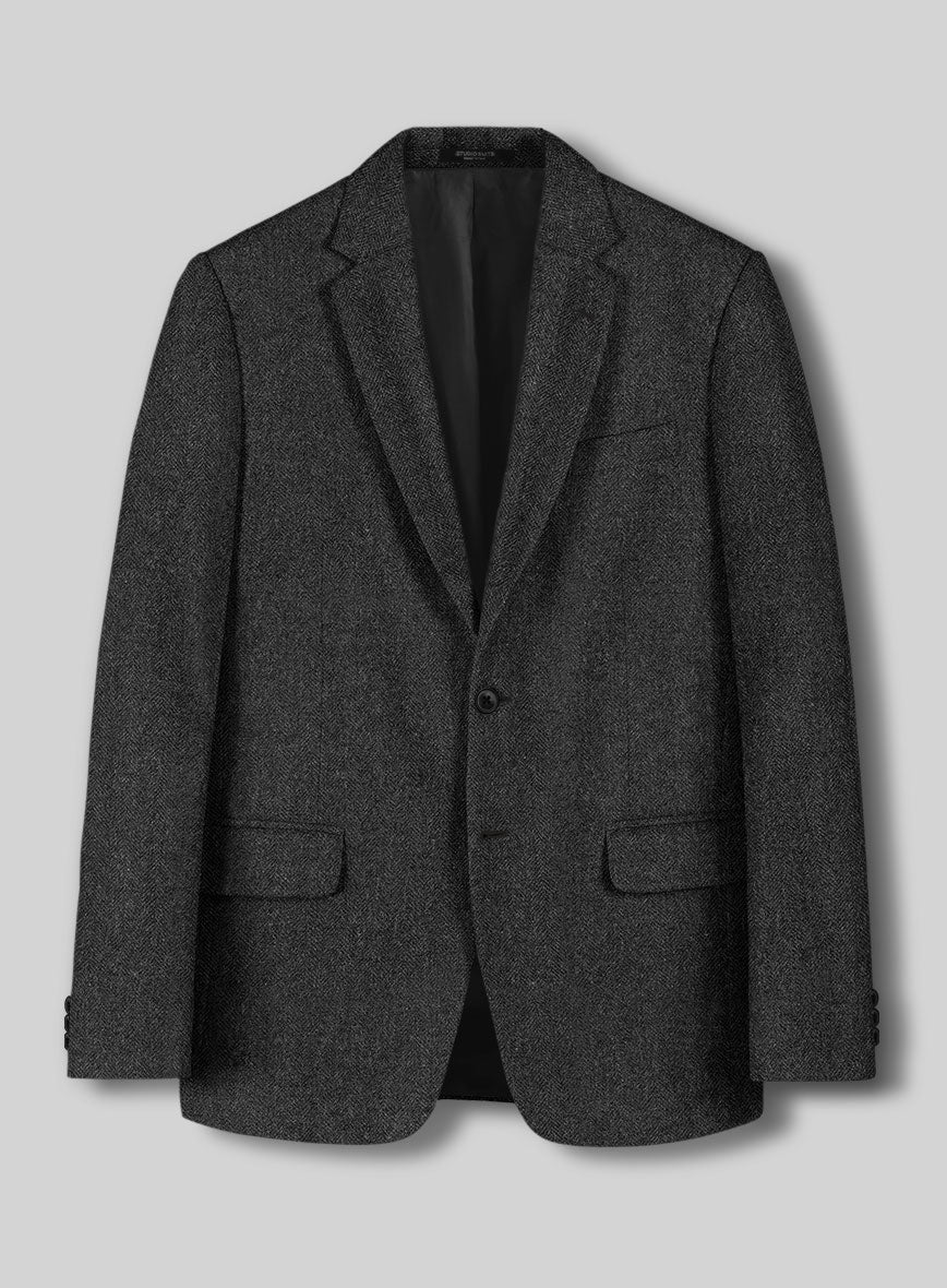 Charcoal Herringbone Tweed Suit - Image 4