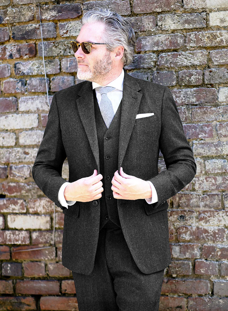 Charcoal Herringbone Tweed Suit - Image 5