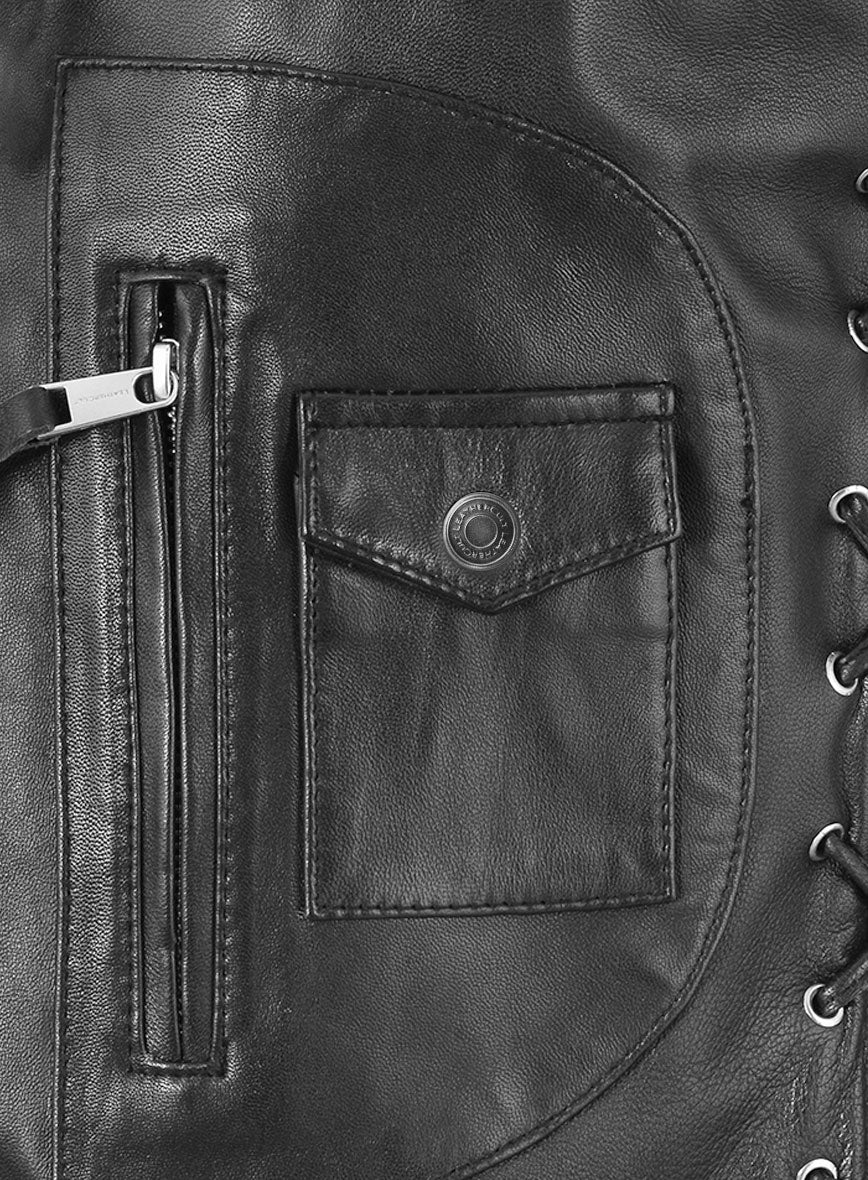 Classic Black Biker Leather Vest - Image 3