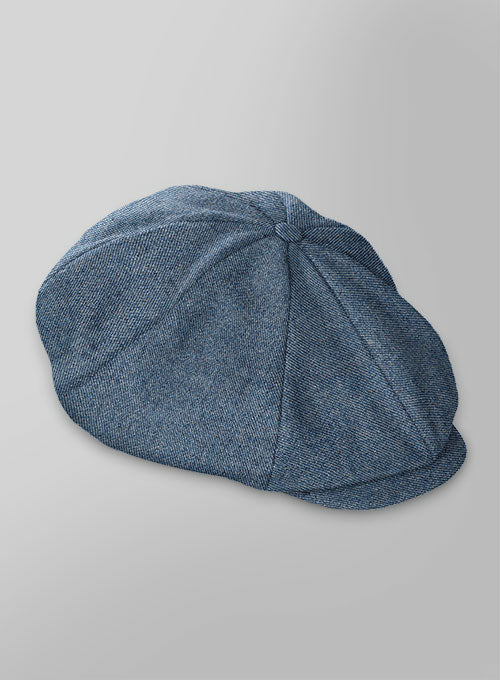 Classic Blue Denim Tweed Newsboy Cap - Image 2