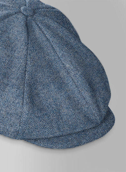 Classic Blue Denim Tweed Newsboy Cap - Image 3