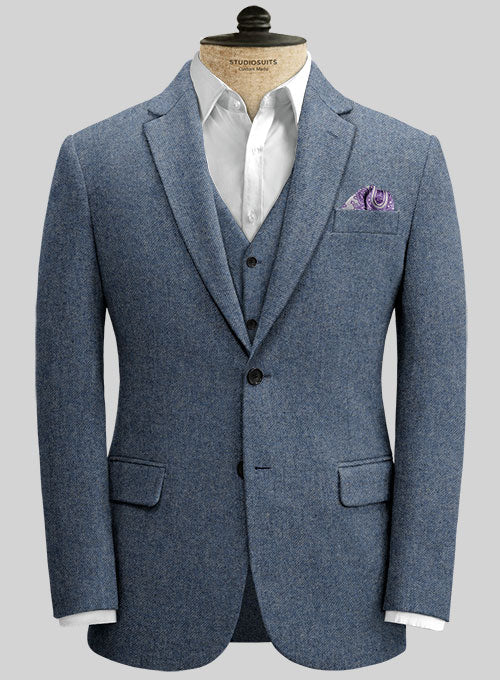 Classic Blue Denim Tweed Suit - Image 3