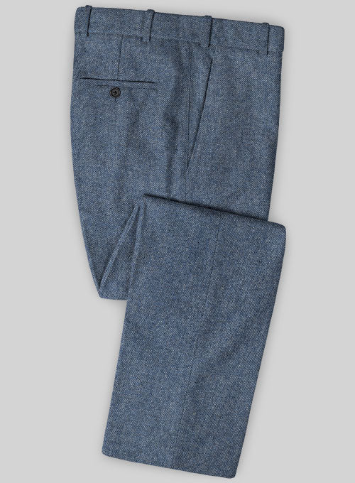 Classic Blue Denim Tweed Double Breasted Suit - Image 3