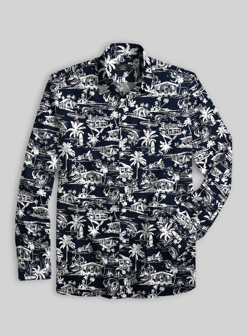 Coastal Sketch Cotton Shirt - Image 3