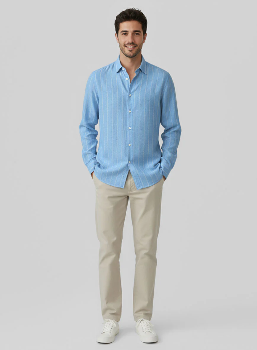 Coastal Sky Cotton Shirt - Image 4