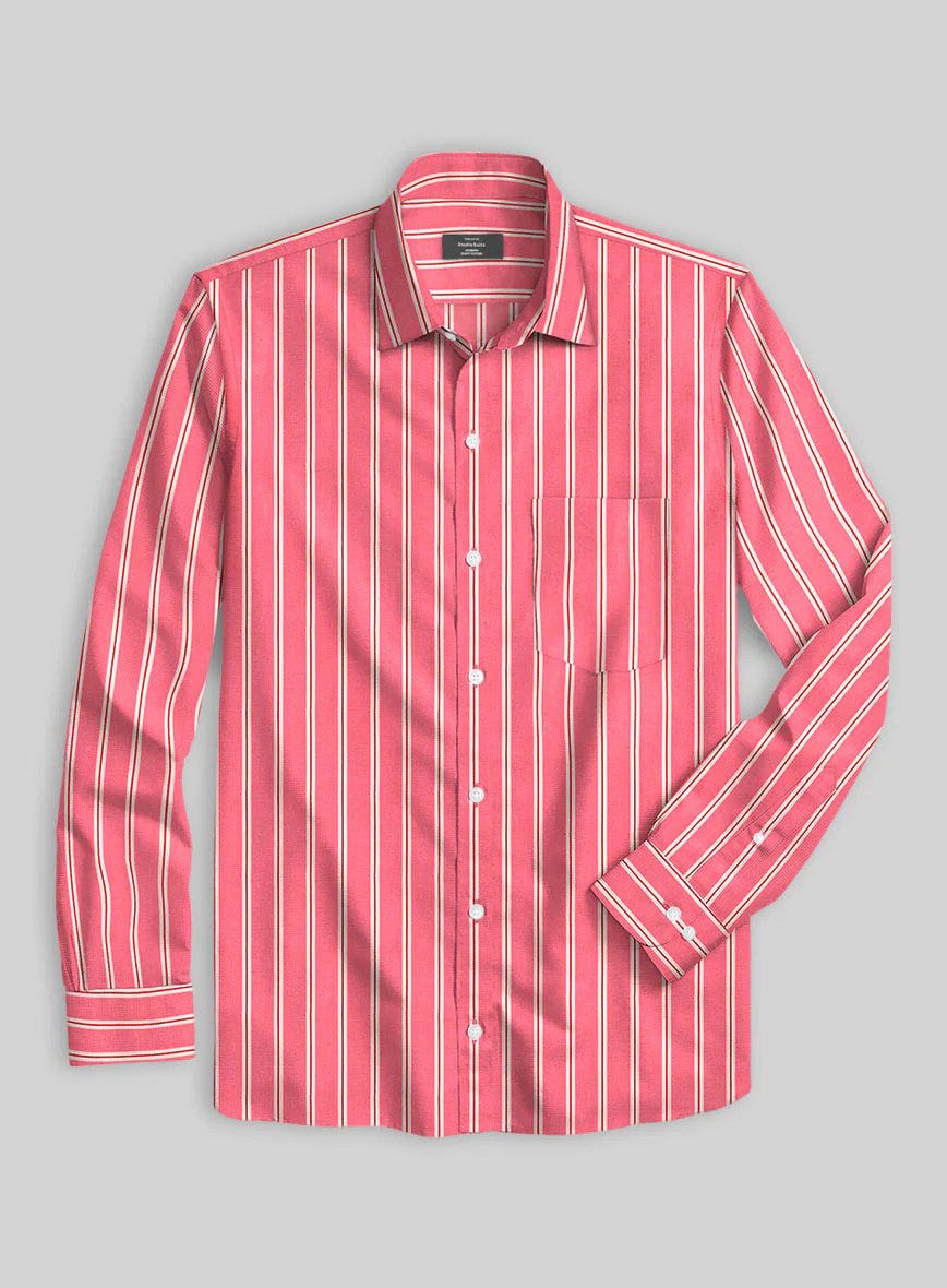 Coral Stripe Cotton Shirt - Image 2