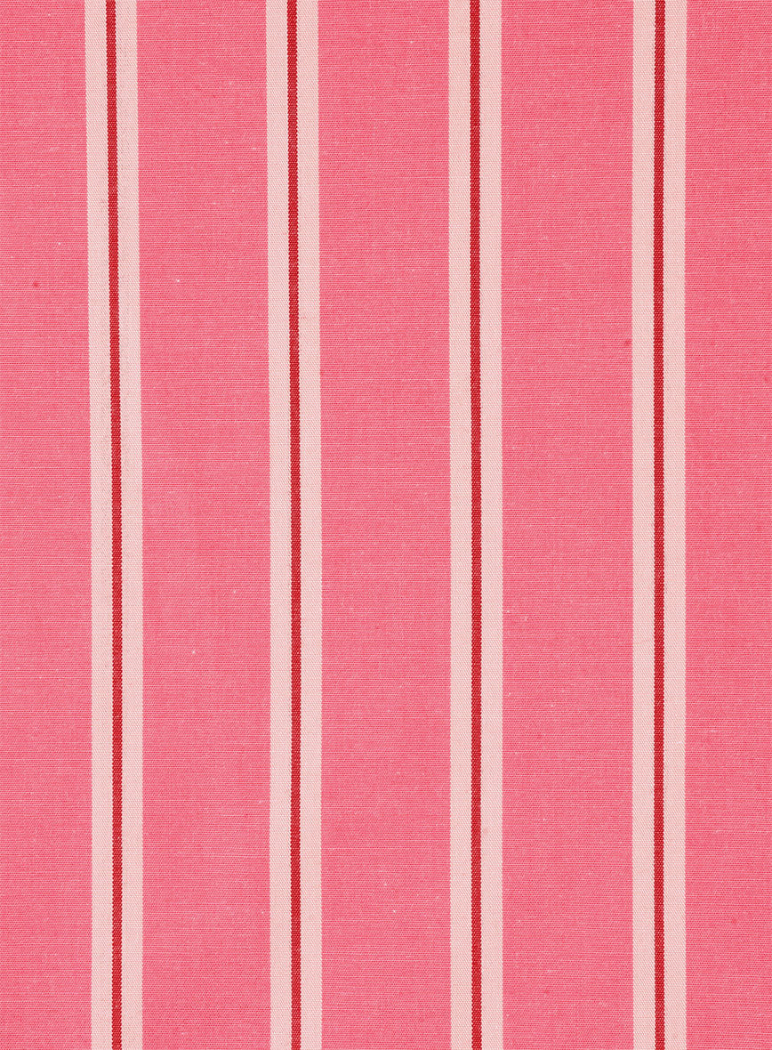 Coral Stripe Cotton Shirt - Image 4