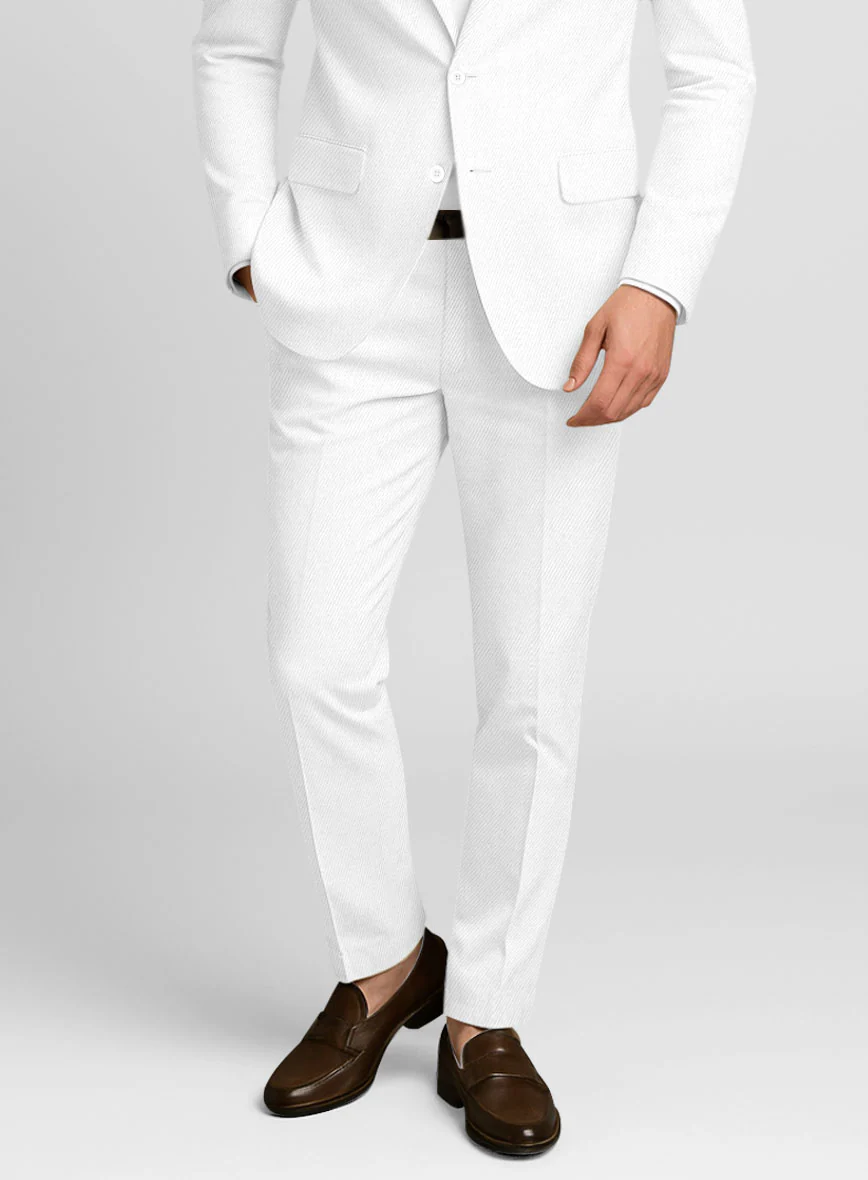 Cotton Drill White Stretch Suit - Image 5