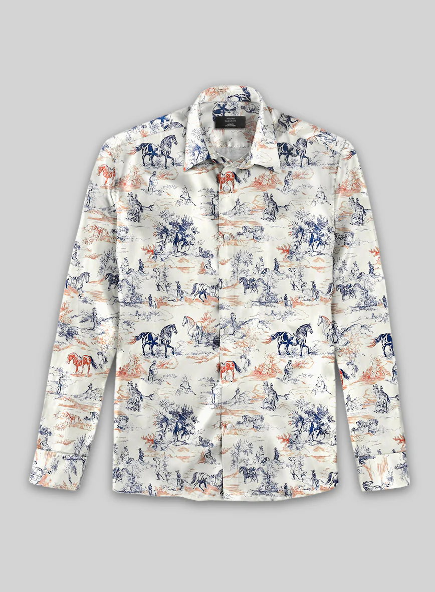 Countryside Sketch Silk Shirt - Image 3
