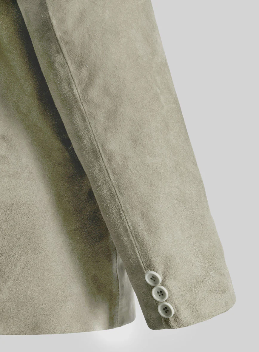 Cream Beige Suede Leather Blazer - Image 5
