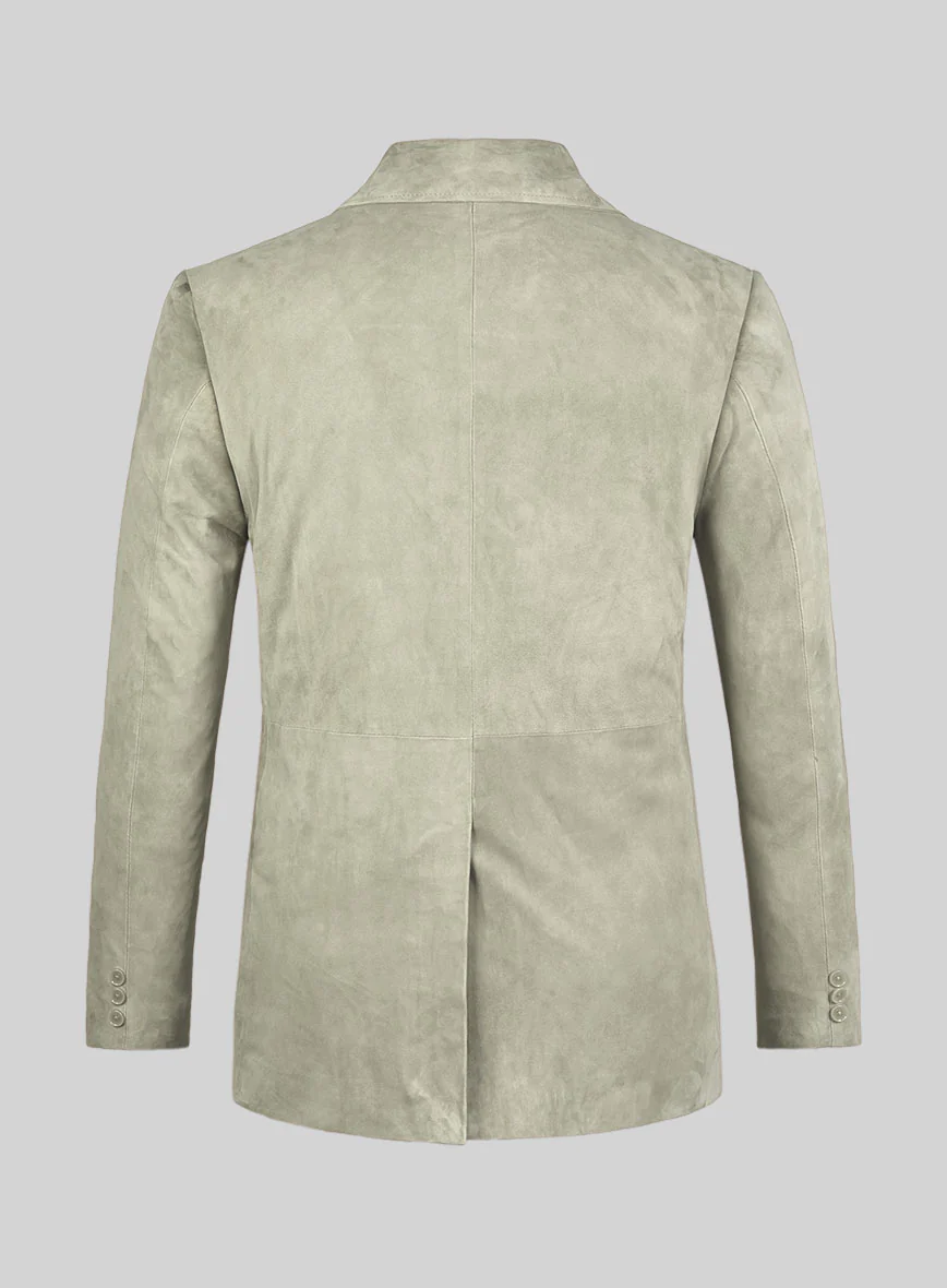 Cream Beige Suede Leather Pea Coat - Image 4