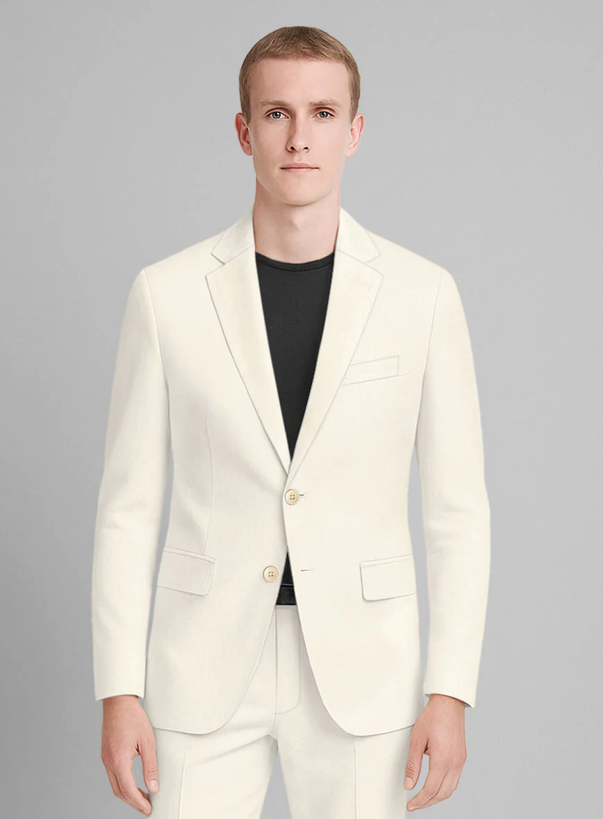 Cream Napoli Stretch Light Weight Cotton Jacket - Image 2