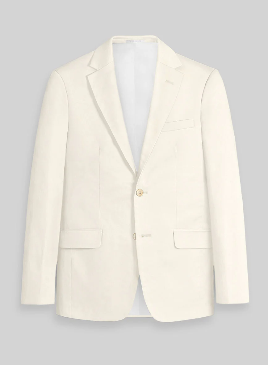 Cream Napoli Stretch Light Weight Cotton Suit - Image 2