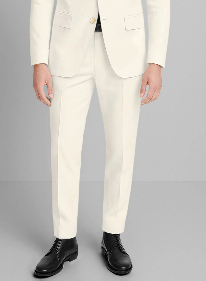 Cream Napoli Stretch Light Weight Cotton Suit - Image 5