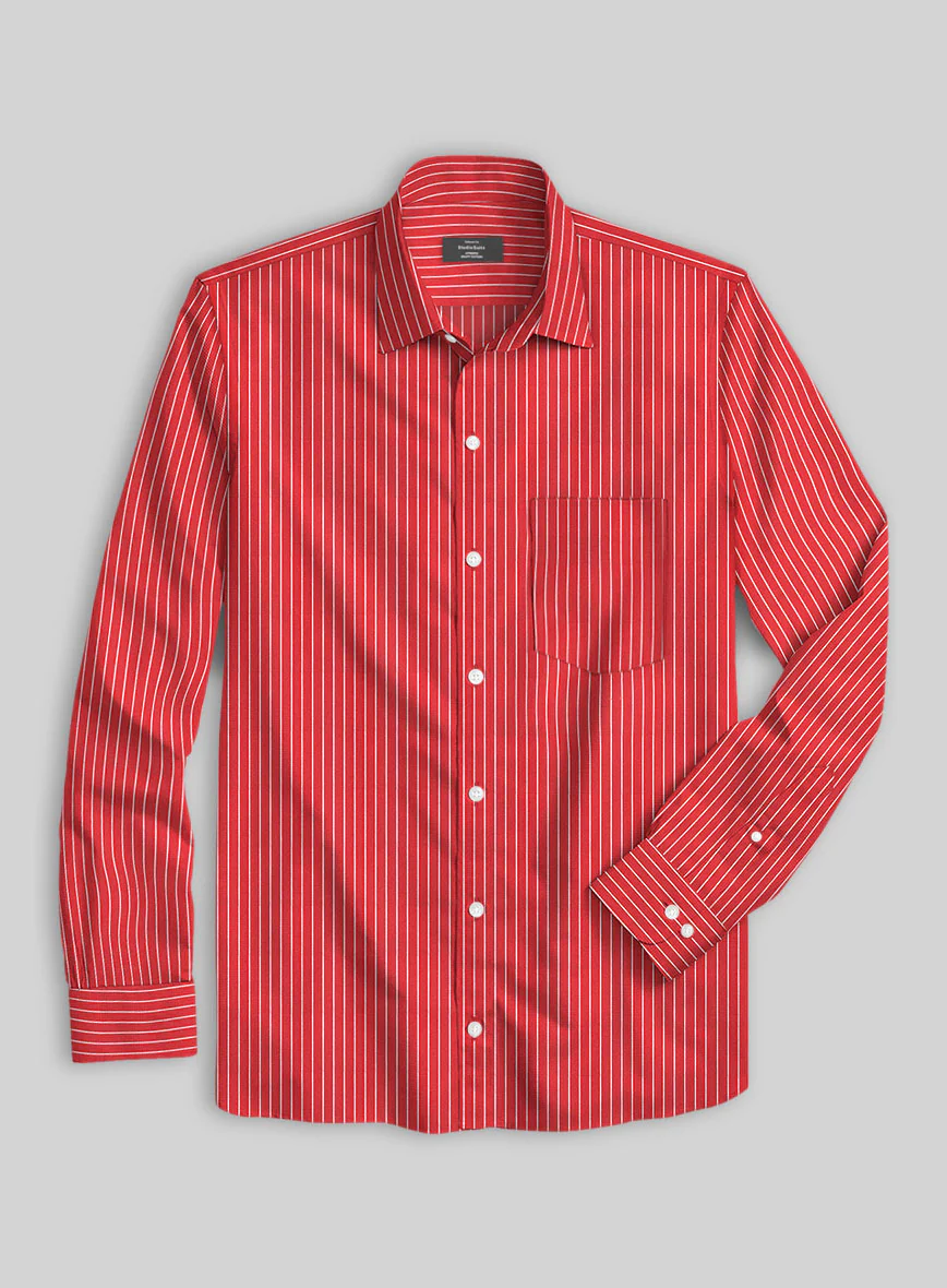 Crimson Stripe Cotton Shirt - Image 2