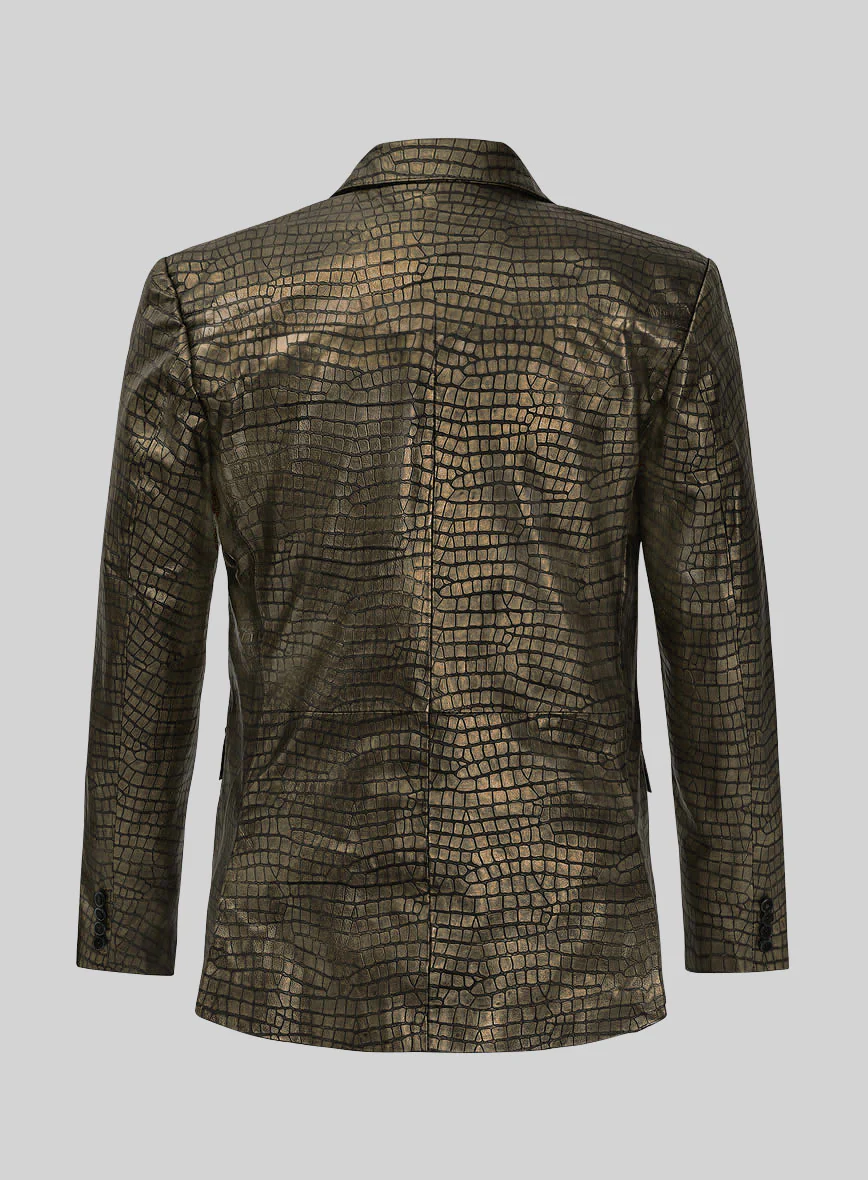 Croc Antique Gold Leather Blazer - Image 2