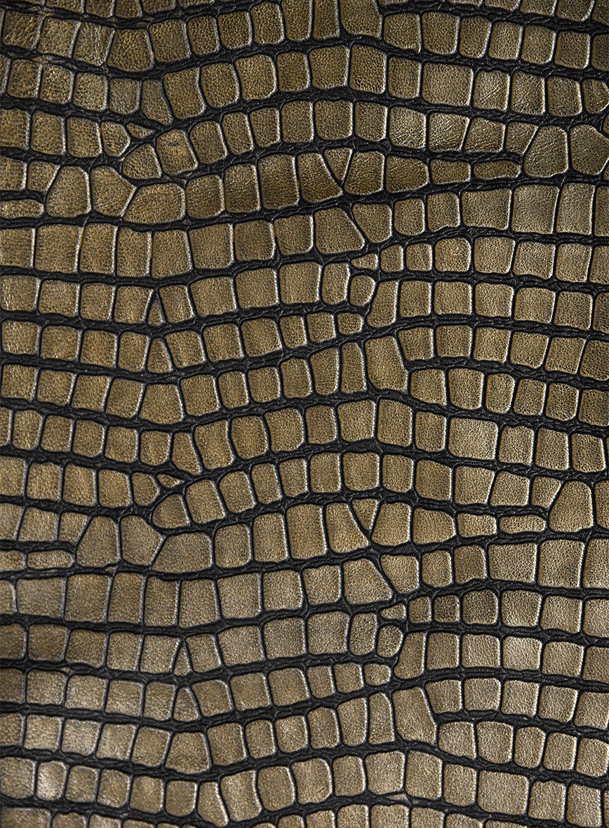 Croc Antique Gold Leather Blazer - Image 3