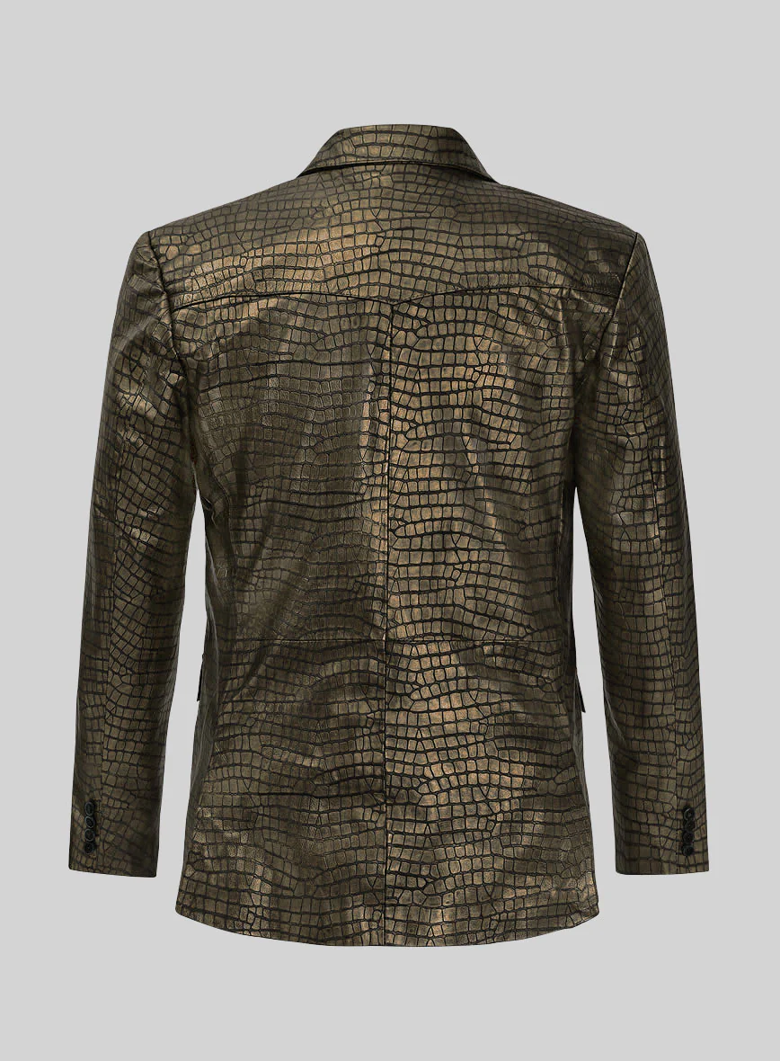 Croc Antique Gold Western Leather Blazer - Image 2