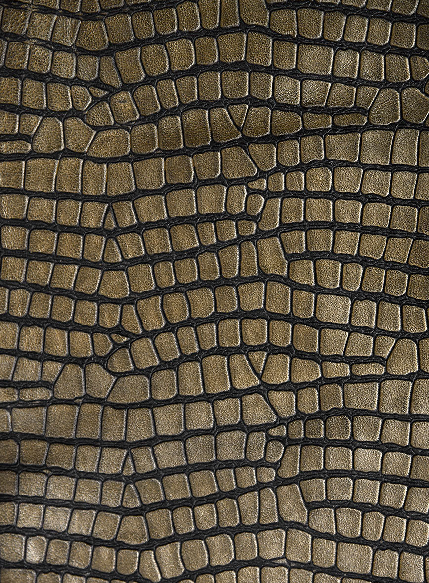 Croc Antique Gold Western Leather Blazer - Image 3