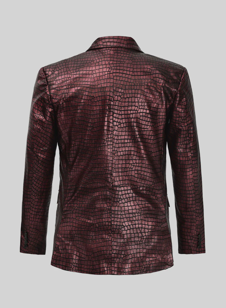 Croc Antique Rose Leather Blazer - Image 2