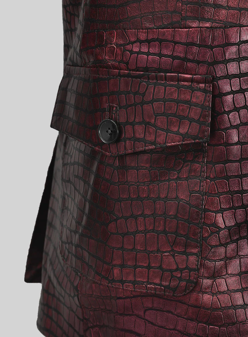 Croc Antique Rose Western Leather Blazer - Image 2